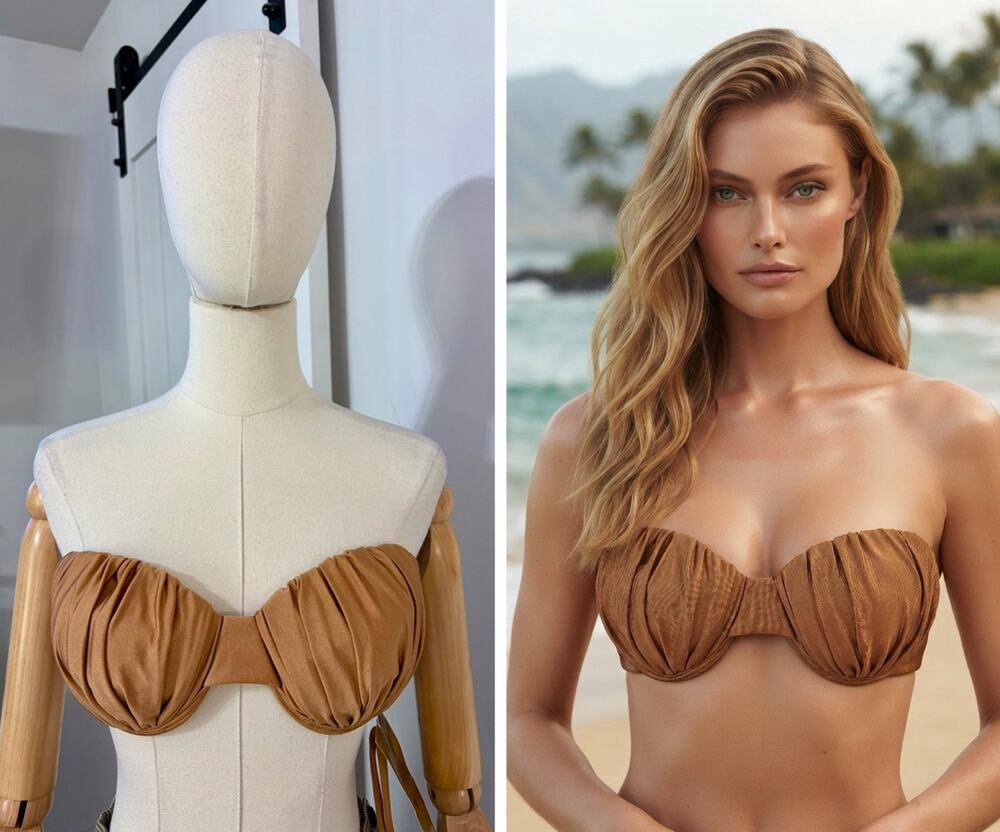 NWT Vintage 90s Gottex Women’s Size 14 Metallic Bronze Wired Bikini Top